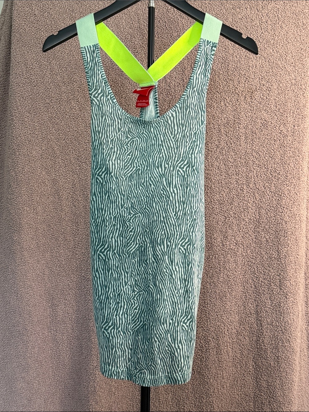 Nike Women’s XS Green Zebra Print Athletic Tank Top Crossback